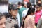 Female member of Indian SWAT police forces on streets of New Delhi, India