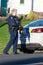 A female member of the New Zealand police, armed with an assault rifle