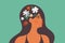 Female mental health concept, vector illustration of beautiful woman with flowers in head