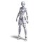 Female metallic robot. 3D rendering with