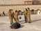 Female military personnel of the Israeli army on the square in f