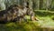 Female moose lick all over her calf