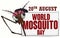 Female Mosquito behind a Greeting Sign for World Mosquito Day, Vector Illustration