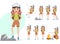 Female mountain climber vector character set. Woman hiker character in different summer hiking activities and standing poses.