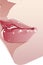 Female mouth and face, detail of lips with lipstick, glossy effect, shine