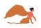 Female mythology fantastic creature sphinx vector flat illustration. Ancient cartoon character woman half eagle and lion