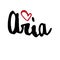 Female name drawn by brush. Hand drawn vector girl name Aria