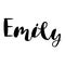 Female name - Emily. Lettering design. Handwritten typography. V