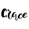 Female name - Grace. Lettering design. Handwritten typography. V