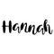 Female name - Hannah. Lettering design. Handwritten typography.