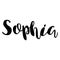 Female name - Sophia. Lettering design. Handwritten typography.