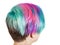 Female nape with multi colored dyed hairs