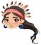 Female Native American cartoon head