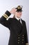 Female naval officer saluting