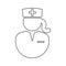 Female Nurse Doctor Outline Icon with Hat Head Wear. Illustration Pictogram Icon depicting a female nurse. Black and white EPS