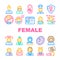 Female Occupation And Profession Icons Set Vector