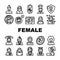 Female Occupation And Profession Icons Set Vector