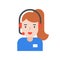 Female operation Call center for helpline service, Flat icon