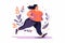 female overweight runner. Healthy active lifestyle. Generative ai