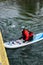 Female Paddle Boarder Going Under the Roanoke River Bridge