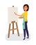 Female painter drawing on a canvas. Creative profession. Flat design vector illustration