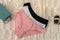 Female panties with gift box, valentine`s presents concept