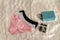 Female panties with gift box, valentine`s presents concept