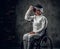 Female paralympic wheelchair fencer.