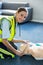 Female paramedic during cardiopulmonary resuscitation training