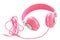 Female pastel pink colorful headphones