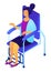 Female patient in dentist chair isometric 3D illustration.