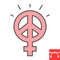 Female peace color line icon, sexism and feminism, me too sign vector graphics, editable stroke filled outline icon, eps