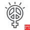Female peace line icon, sexism and feminism, me too sign vector graphics, editable stroke linear icon, eps 10.