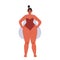 Female pear shape type. Cartoon chubby girl in a strapless swimsuit. Vector stock illustration of a woman with broad