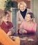 Female pensioners playing cards