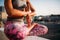 Female person body in yoga pose, yogi training