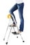 Female person on step ladder