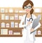 Female pharmacist is checking medicine stock