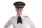 Female pilot wearing uniform hat