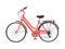 Female pink bicycle vector illustration isolated on white background. Lady bike symbol. Retro vehicle. Electric bike.