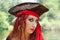 Female Pirate Girl with Red Bandanna and Beautiful Face