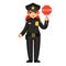 Female police officer stop sign policeman woman law justice cop crime protection cartoon flat design character isolated