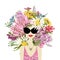 Female portrait with floral hairstyle for your