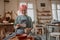 Female potter making earthenware in pottery workshop