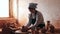 Female potter working at workshop