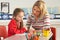 Female Primary School Pupil And Teacher Working