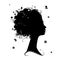 Female profile silhouette, floral hairstyle