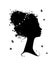 Female profile silhouette, floral hairstyle