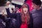 Female protester with raised fist