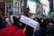 Female Protestor Holding a Sign at Times Square in New York City during a Myanmar Protest against the Military Coup